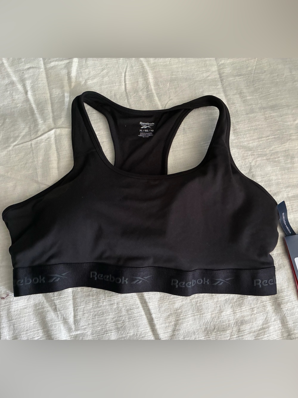Reebok Black Sports Bra XL Medium Support Racerback Stretch Activewear Gym Yoga - Picture 6 of 6